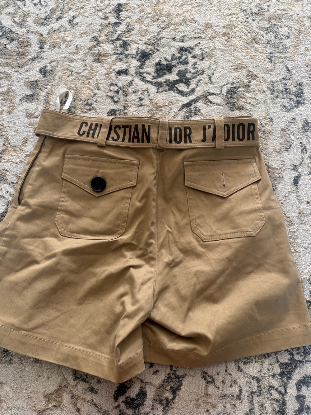 Dior Beige High-Waist Cotton Bermuda Shorts with J'Adior Belt - Picture 4 of 6